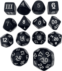 DCC Dungeon Crawl Classics Dice Set - Opaque Black 14pc